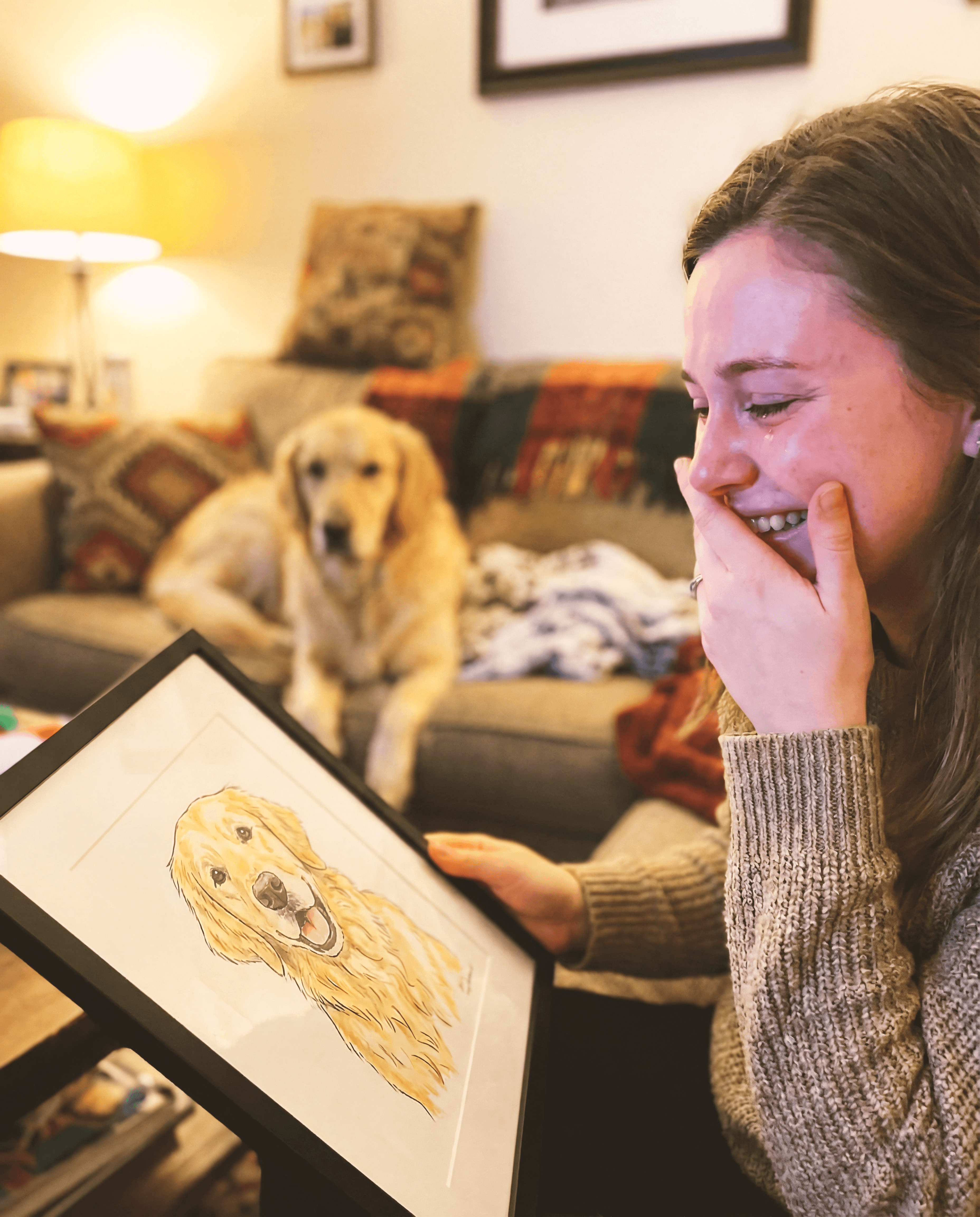 Woman joyfully hugging her dog